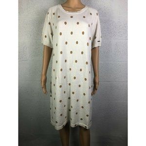 Tommy Hilfiger Off-White & Gold Polka Dots Dress Style IA57635203 Size XL